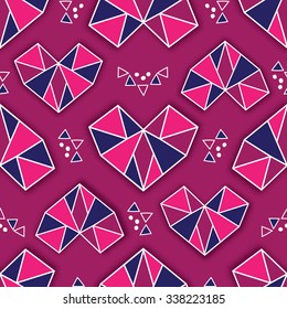 Geometric Hearts Seamless Repeat Wallpaper