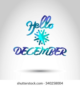 Geometric "Hello December" icon with snowflake