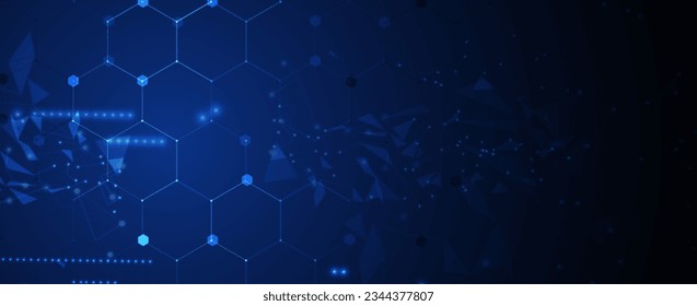 Abstrakter geometrischer sechseckiger Hintergrund mit einfachen polygonalen Elementen. Medizin, Wirtschaft, Technologie oder Wissenschaftsdesign.