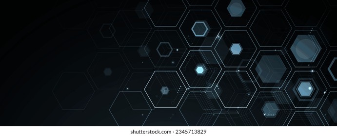 Geometric hexagon abstract background with simple polygonal elements. Medical, business, technology or science design.