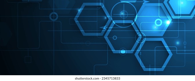 Geometric hexagon abstract background with simple polygonal elements. Medical, business, technology or science design.