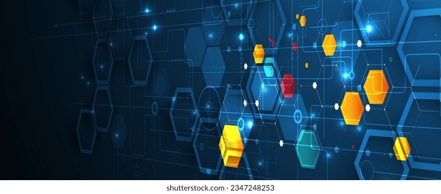 Fondo abstracto hexagonal geométrico con elementos poligonales simples. Diseño médico, empresarial, tecnológico o científico.