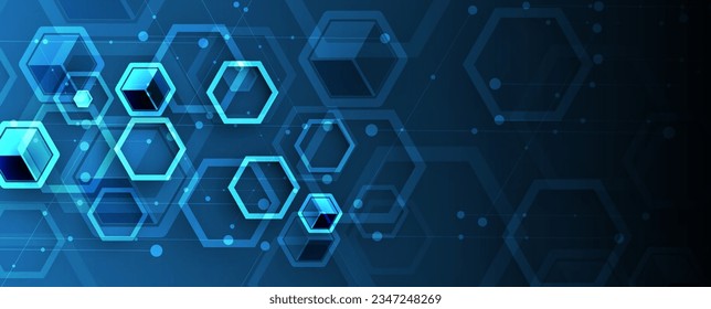Fondo abstracto hexagonal geométrico con elementos poligonales simples. Diseño médico, empresarial, tecnológico o científico.