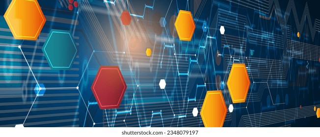 Geometric hexagon abstract background with simple polygonal elements. Medical, business, technology or science design.
