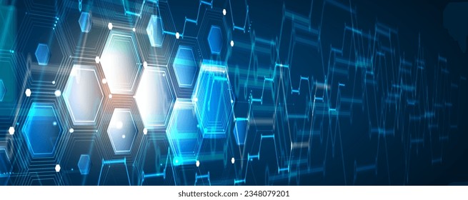 Geometric hexagon abstract background with simple polygonal elements. Medical, business, technology or science design.