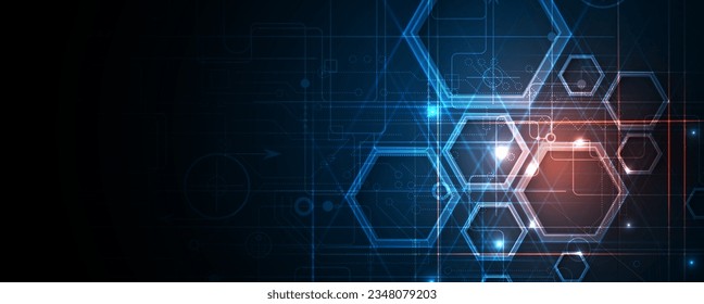 Geometric hexagon abstract background with simple polygonal elements. Medical, business, technology or science design.