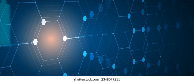 Geometric hexagon abstract background with simple polygonal elements. Medical, business, technology or science design.