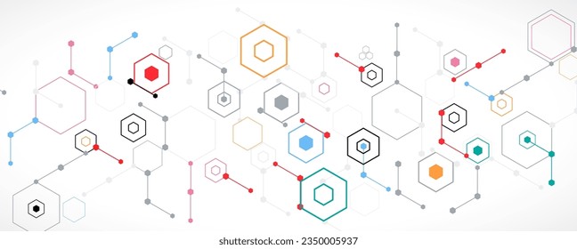 Geometric hexagon abstract background with simple polygonal elements. Medical, business, technology or science design.