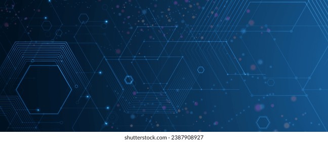 Geometric hexagon abstract background with simple polygonal elements. Medical, business, technology or science design. Handmade vector.