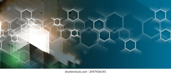 Fondo abstracto del hexágono geométrico con Elementos poligonales simples. Diseño médico, empresarial, tecnológico o científico.
