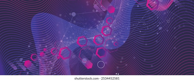 Fondo abstracto del hexágono geométrico con los Elementos poligonales simples. Diseño médico, empresarial, tecnológico o científico.