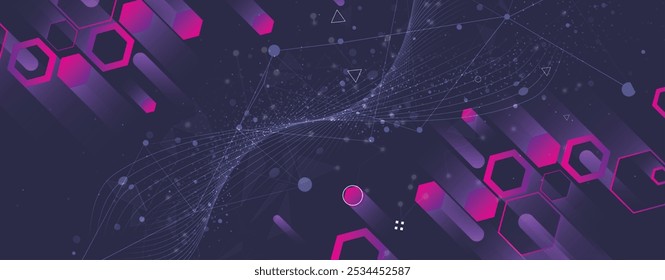 Geometric hexagon abstract background with simple polygonal elements. Medical, business, technology or science design.