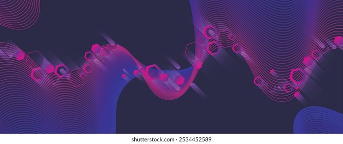 Fundo abstrato hexágono geométrico com elementos poligonais simples. Design médico, empresarial, tecnológico ou científico.