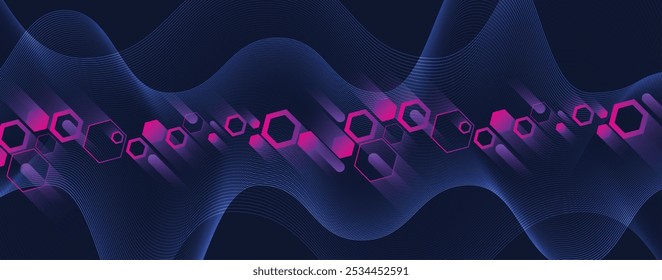 Fundo abstrato hexágono geométrico com elementos poligonais simples. Design médico, empresarial, tecnológico ou científico.
