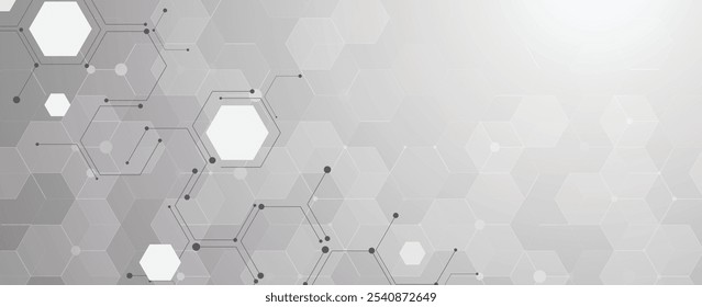 Fundo abstrato hexágono geométrico com elementos poligonais simples. Design médico, empresarial, tecnológico ou científico.