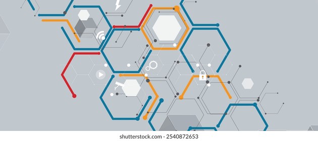 Geometric hexagon abstract background with simple polygonal elements. Medical, business, technology or science design.