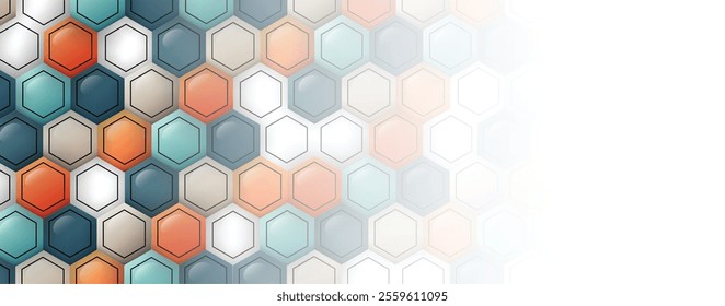 Geometric hexagon abstract background with simple polygonal elements. Medical, business, technology or science design.