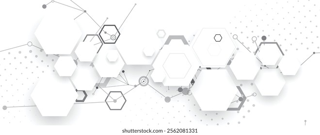 Geometric hexagon abstract background with simple polygonal elements. Medical, business, technology or science design.