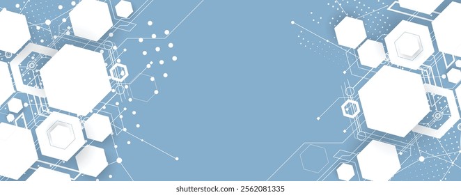 Geometric hexagon abstract background with simple polygonal elements. Medical, business, technology or science design.