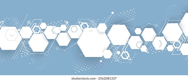 Geometric hexagon abstract background with simple polygonal elements. Medical, business, technology or science design.