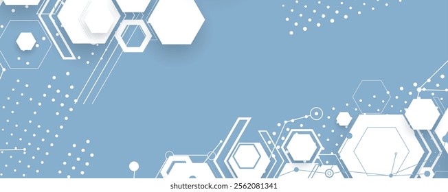 Geometric hexagon abstract background with simple polygonal elements. Medical, business, technology or science design.