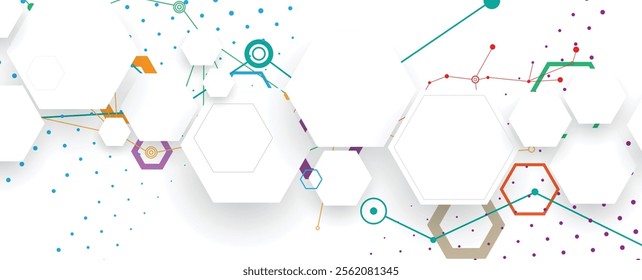 Geometric hexagon abstract background with simple polygonal elements. Medical, business, technology or science design.