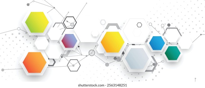 Geometric hexagon abstract background with simple polygonal elements. Medical, business, technology or science design.