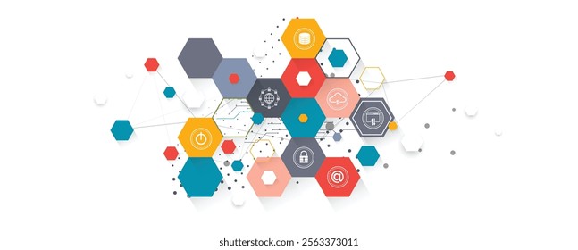 Geometric hexagon abstract background with simple polygonal elements. Medical, business, technology or science design.
