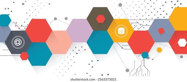 Geometric hexagon abstract background with simple polygonal elements. Medical, business, technology or science design.