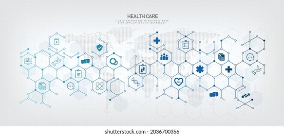 geometric hexagon background Medical concept with interconnected hexagon vector icon. EPS. 10 vector images.