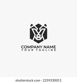 Geometric hexagon bear logo vector template