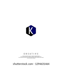 geometric hexagon black and blue K logo letter design concept 