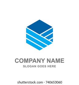 Geometric Hexagon Building Construction Technology Logo Vector Icon
