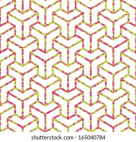 Geometric Hexagon Cube Corner Graphic Print Seamless Background Pattern