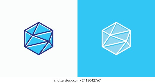 Geometric hexagon diamond vector logo design.