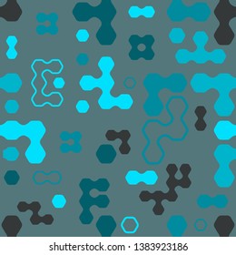 Geometric hexagon forms bright beautiful colors vector seamless pattern. Hexa combination. Abstract background for fabric 
