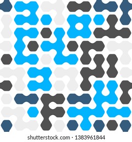 Geometric hexagon forms bright beautiful colors vector seamless pattern. Hexa combination. Abstract background for fabric 