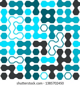 Geometric hexagon forms bright beautiful colors vector seamless pattern. Hexa combination. Abstract background for fabric 