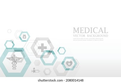 Geometric Hexagon Futuristic Medical Vector White Background