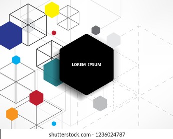 geometric hexagon graphic vector background.