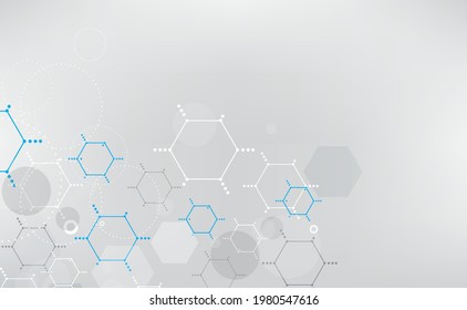 Geometric hexagon gray wallpaper.Futuristic vector hexagon background.