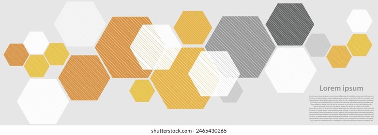 Geometric hexagon grey abstract pattern background molecule and communication. geometric big data with compounds. for vector fashion geometric hexagon design. Science, technology and medical concept.