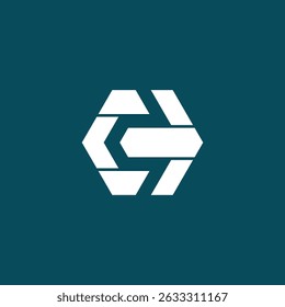 Letra hexágono geométrica C Seta modelo vetorial de design de logotipo