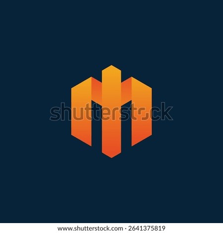 Geometric Hexagon Letter M logo design vector template