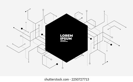 Geometric hexagon lines and dots connection banner template.