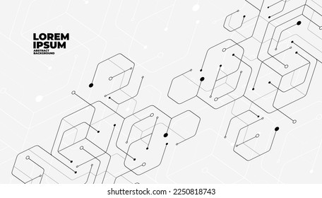 Geometric hexagon lines and dots connection banner template.