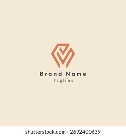 Logotipo Hexágono Geométrico com Abstrato 'M'