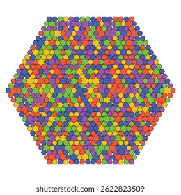 Geometric Hexagon With Many Small Colored Triangle Shapes