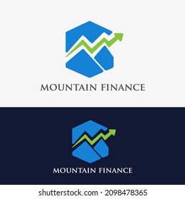 geometric hexagon mountain finance logo design