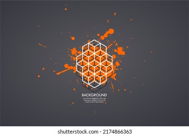 fondo del vector de salpicadura geométrico hexagonal naranja